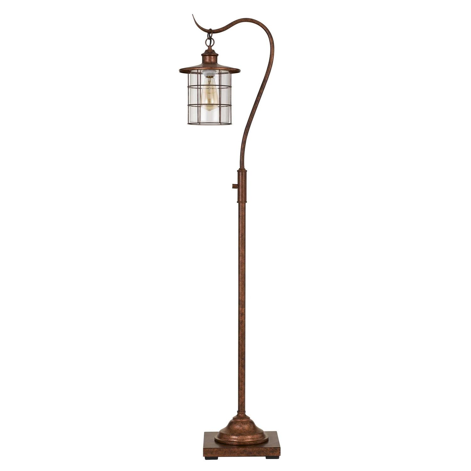 Benjara 60 Inch Metal Downbridge Design Floor Lamp with Caged Shade, Rustic Bronze