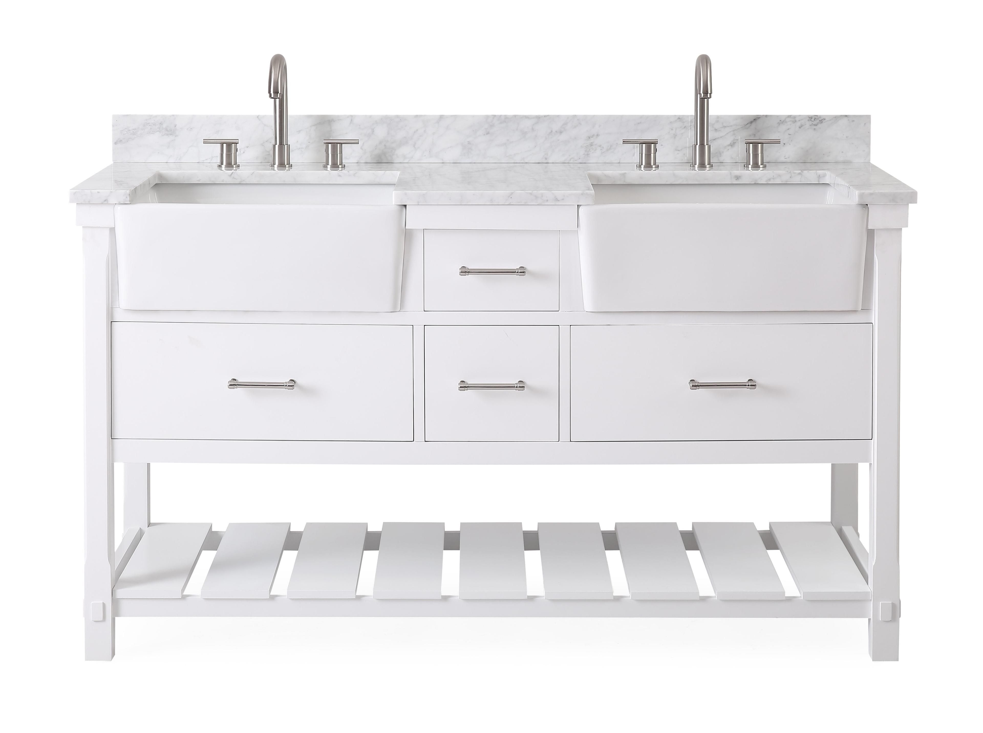 60-Inches Kendia Double Farmhouse Sink Bathroom Vanity