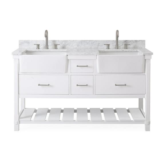 60-Inches Kendia Double Farmhouse Sink Bathroom Vanity
