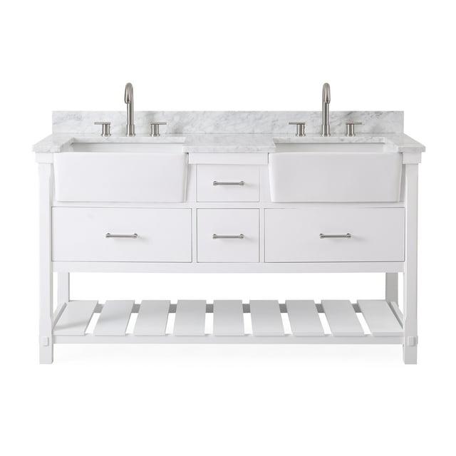 60-Inches Kendia Double Farmhouse Sink Bathroom Vanity
