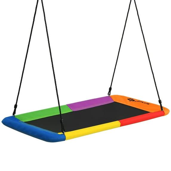 60 Inches Platform Saucer Tree Swing Set Outdoor Rectangle Swing Colorful