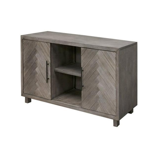 Palisade Console TV Stand for TVs up to 60" Gray - Martin Furniture: Herringbone Pattern, Iron Hardware