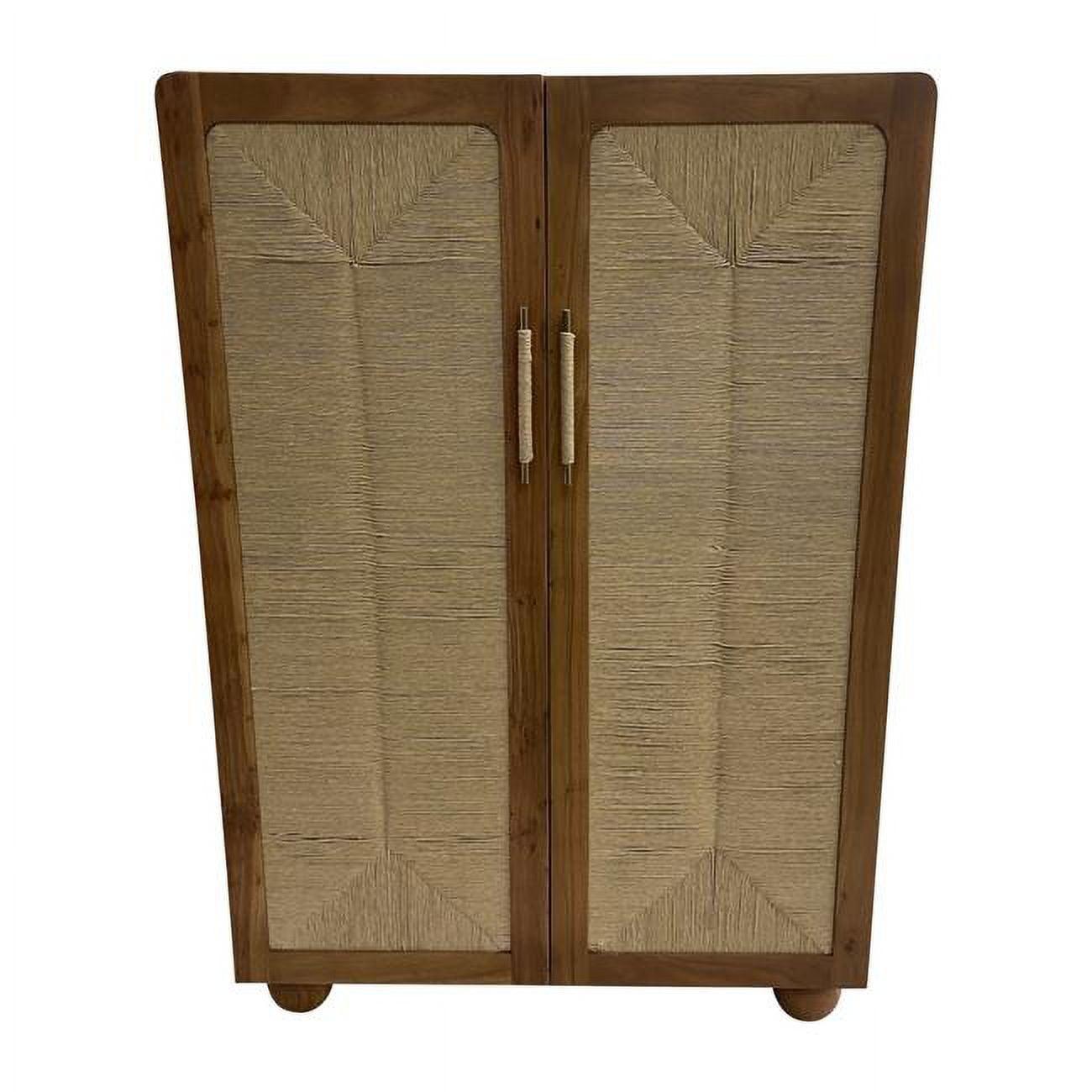 Sagebrook Home 60" Acacia Wood Armoire Brown: Contemporary Hand-Painted, Fixed Shelf, Metal Hardware