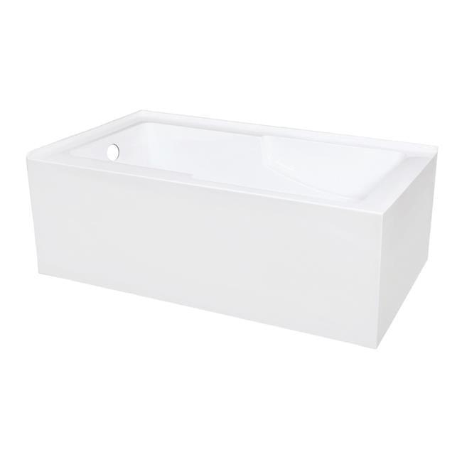 Kingston Brass VTAM6032L22S Kingston Brass Aqua Eden 60-Inch Acrylic Rectangular 2-Wall Corner Alcove Tub with Corner Apron, Hand Drain Hole