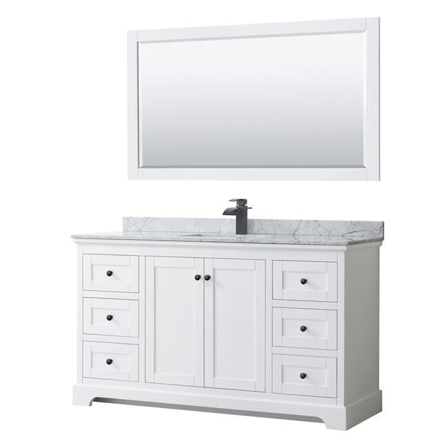 Wyndham Collection Avery 60'' Single Bathroom Vanity with Stone Top with Mirror