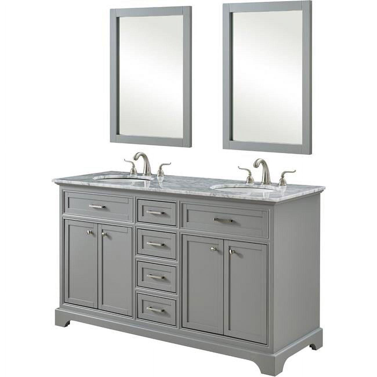 60" Light Grey Double Vanity Set with Marble Top