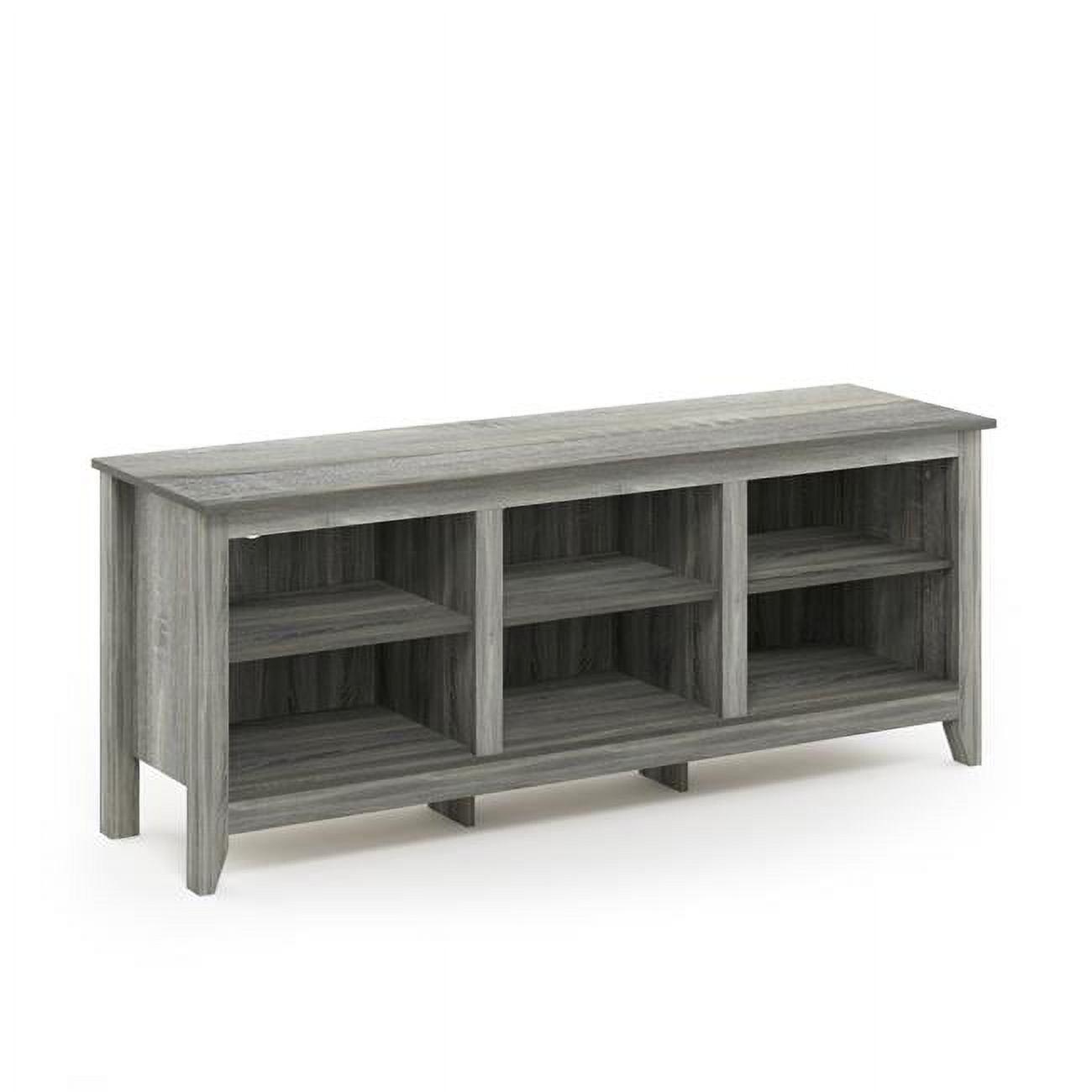 French Oak Grey 60 Inch TV Stand with Shelves