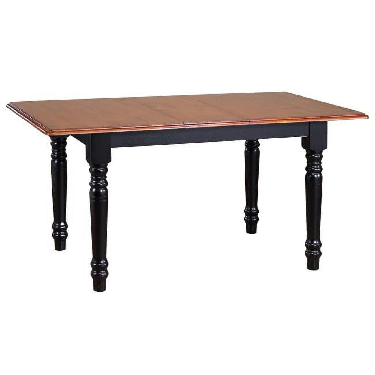 Cherry and Antique Black Extendable Farmhouse Dining Table