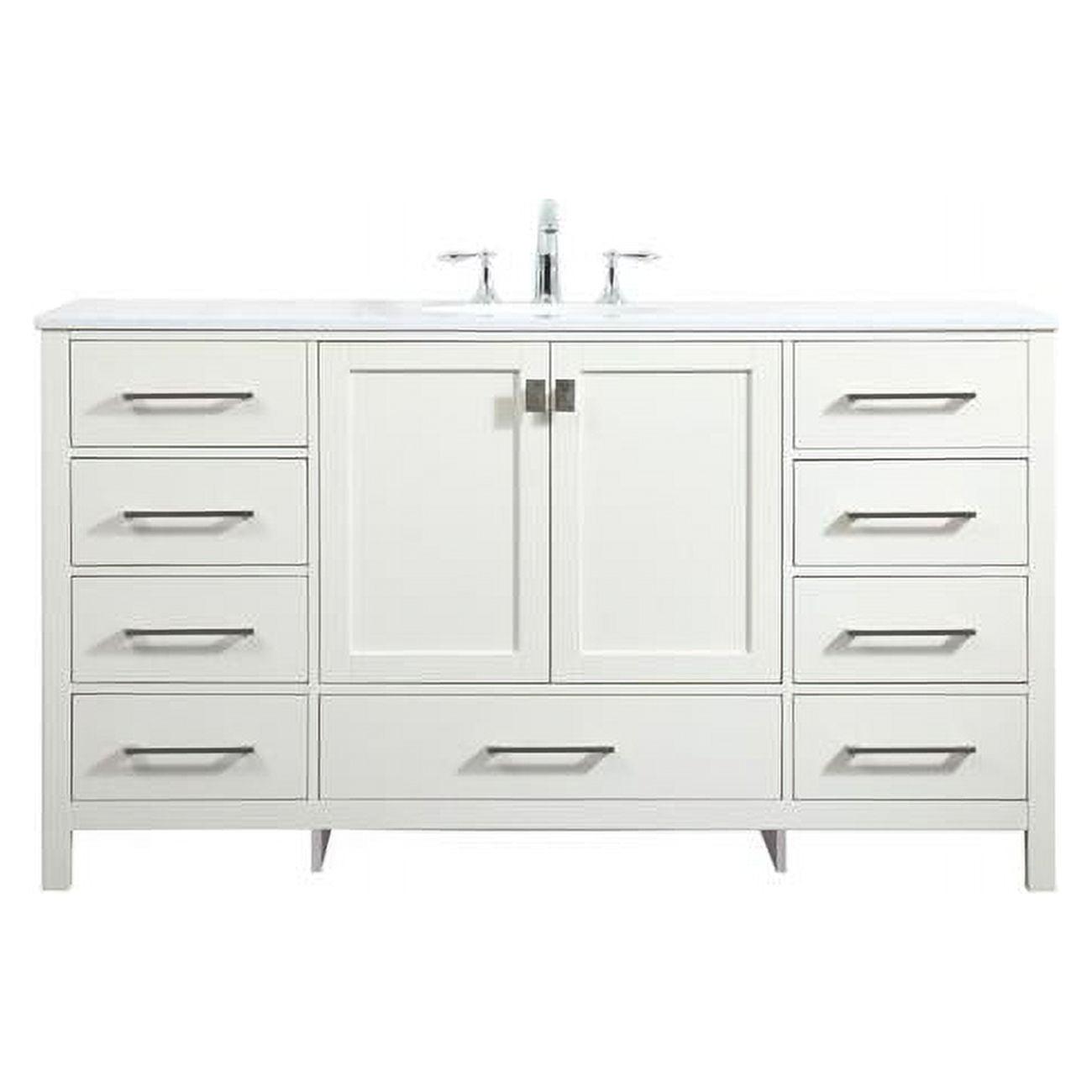 Elegant Decor Irene 60" Zinc Alloy MDF Single Bathroom Vanity in White