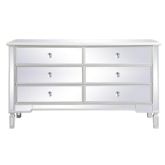60 inch mirrored 6 drawer chest in antique white