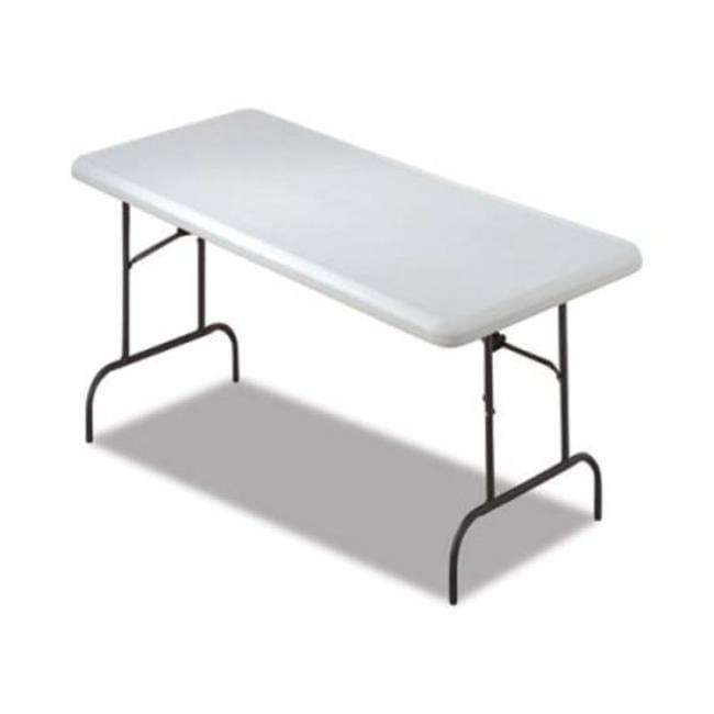 Gray Polyethylene Rectangular Folding Table with Steel Legs