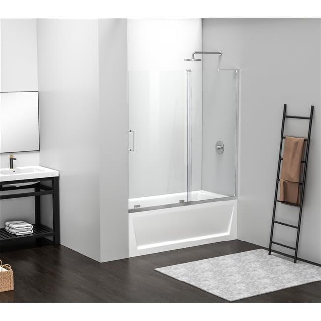 60 x 60 in. Gannon Frameless Tub Door, Polished Chrome