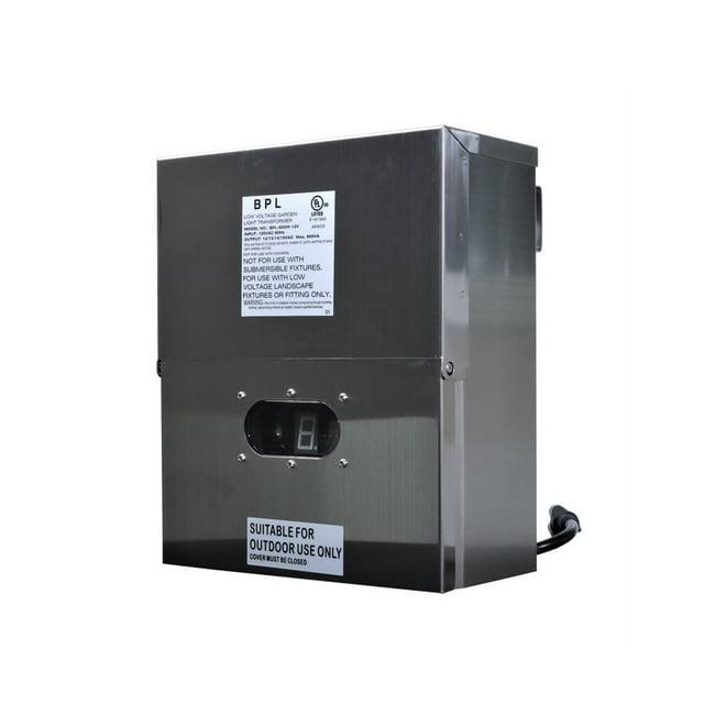 Best Pro Lighting 600W Multi Tap 12V - 15V Stainless Steel Low Voltage Landscape Light Transformer BPL600W-12VSS