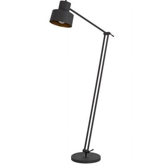 60W Davidson Metal Floor Portable Lamp with Weighted Base, Adjustable Upper & Lower Arms & On off Socket Switch - Matte Black