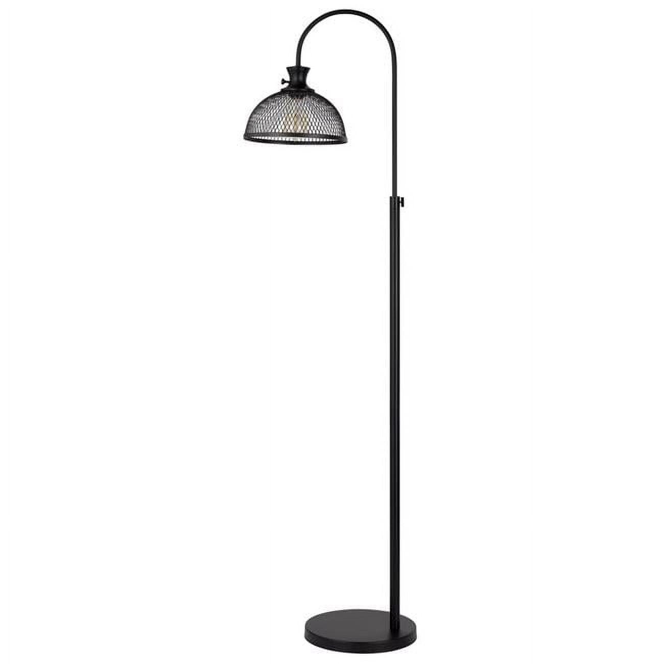 Lewiston Arc Adjustable Black Metal Floor Lamp with Mesh Shade