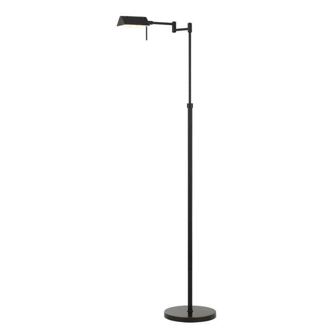 61" Bronze Adjustable Swing Arm Floor Lamp with Frosted Glass Shade