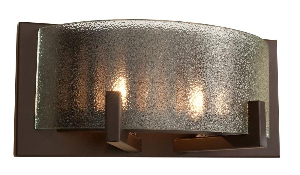 Firefly 2-Light Warm Bronze Bath Vanity with Micro Texture Glass