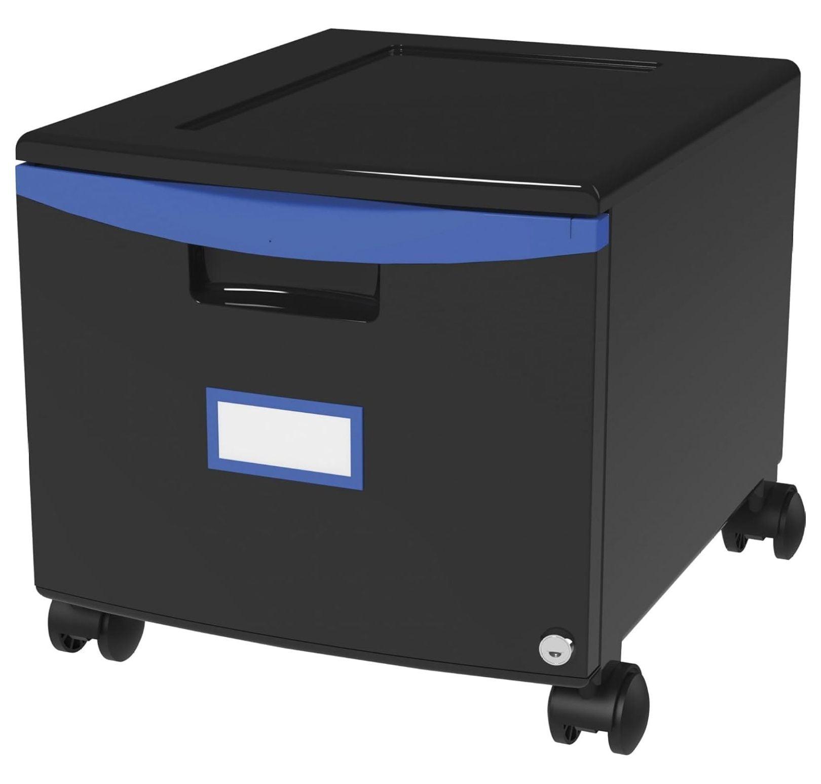 61269U01C File Cabinet, 1-Drawer, Black/Blue