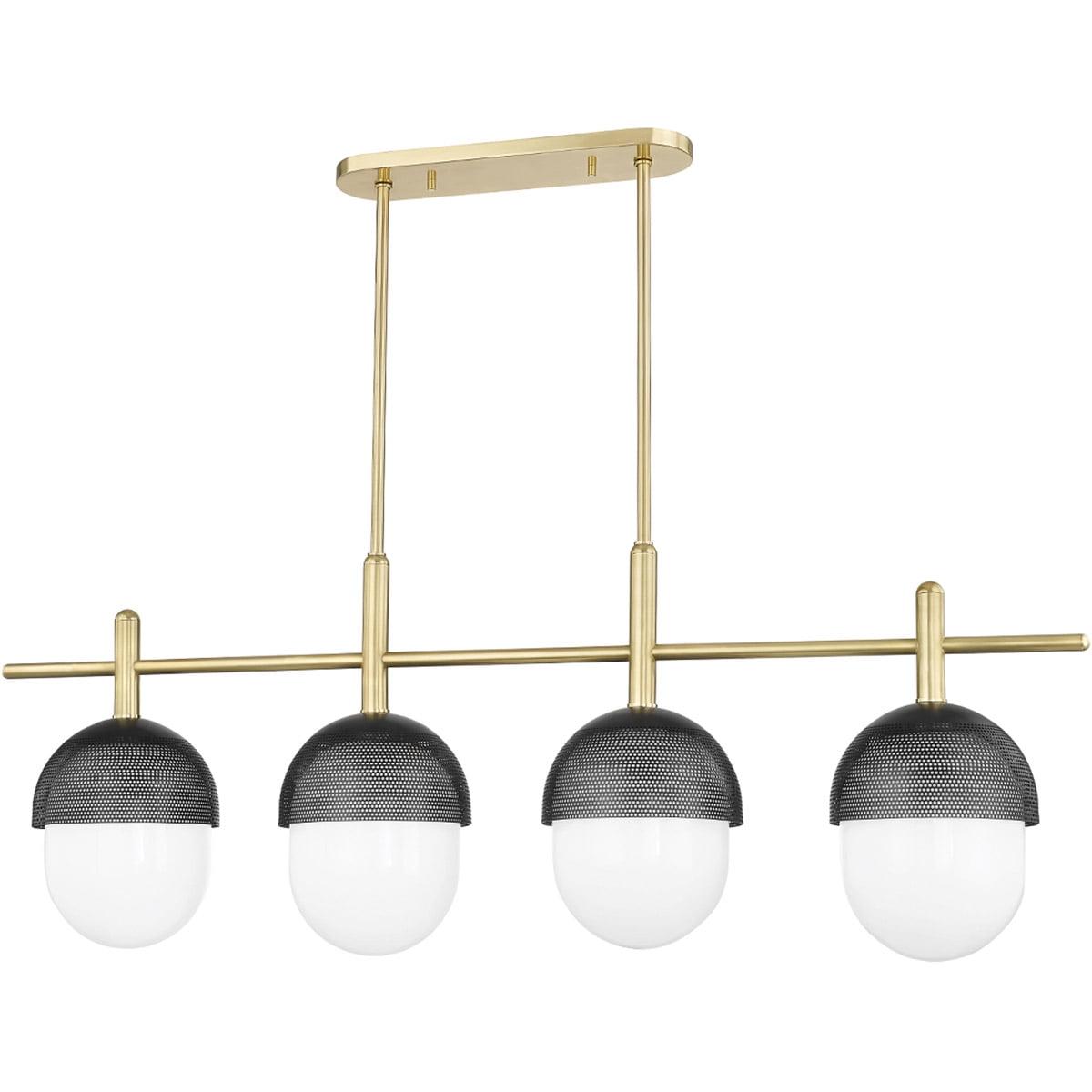 Nyack Contemporary 4-Light Aged Brass and Black Kitchen Island Pendant