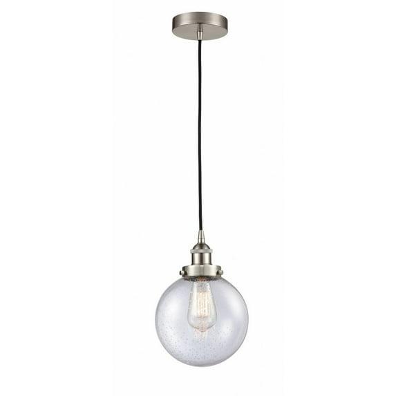 616-1PH-SN-G204-8-LED-Innovations Lighting-Beacon - 1 Light Mini Pendant In Industrial Style-11.5 Inches Tall and 8 Inches Wide Brushed Satin Nickel