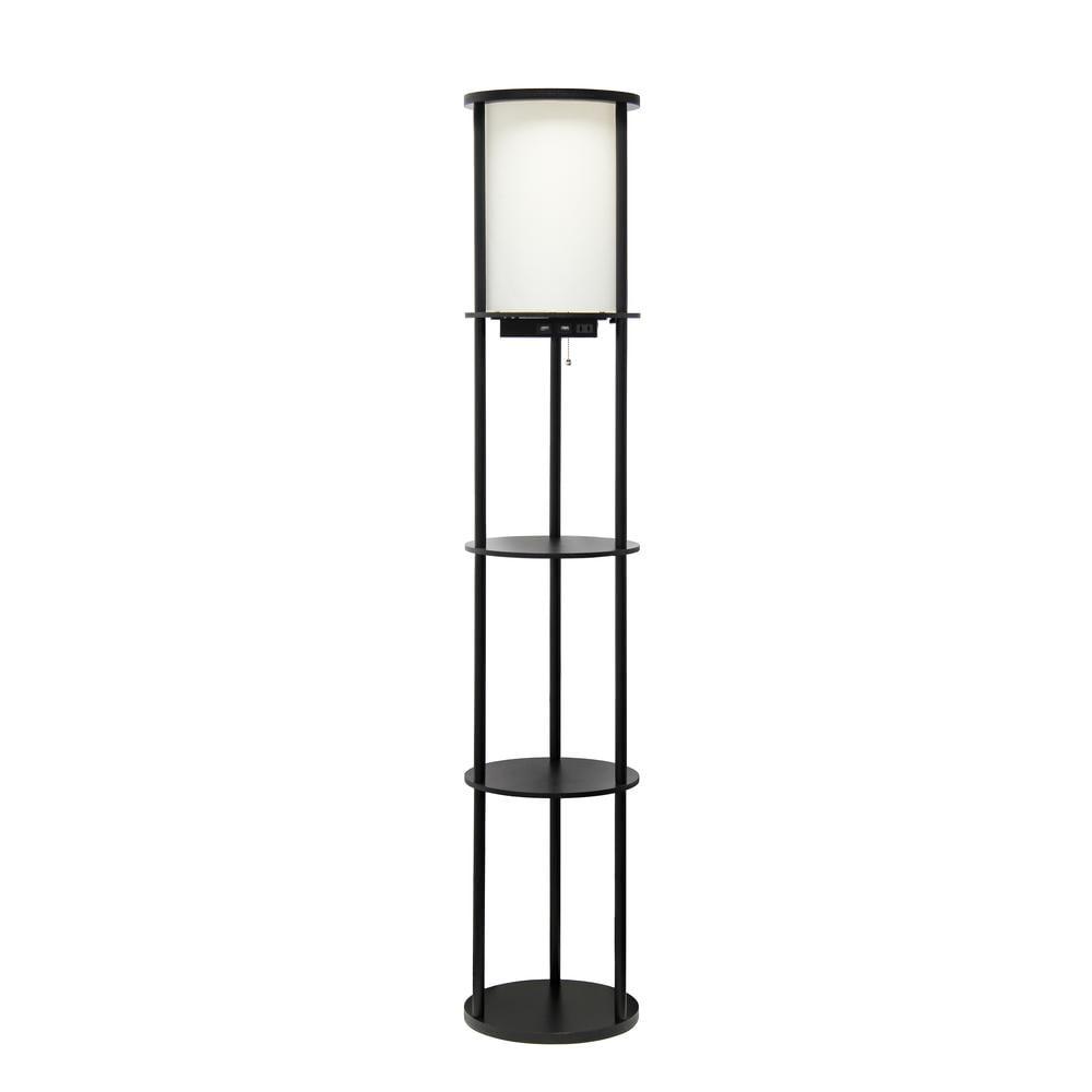 62.5" Round Modern Shelf Etagere Organizer Floor Lamp with Charging Station - Simple Designs
