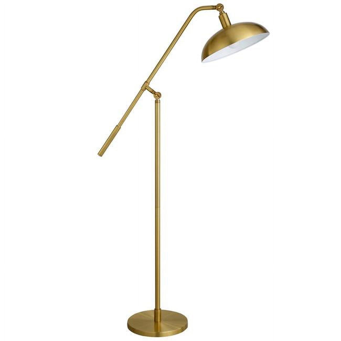 Elegant Brass Adjustable Pharmacy Floor Lamp with Dome Shade