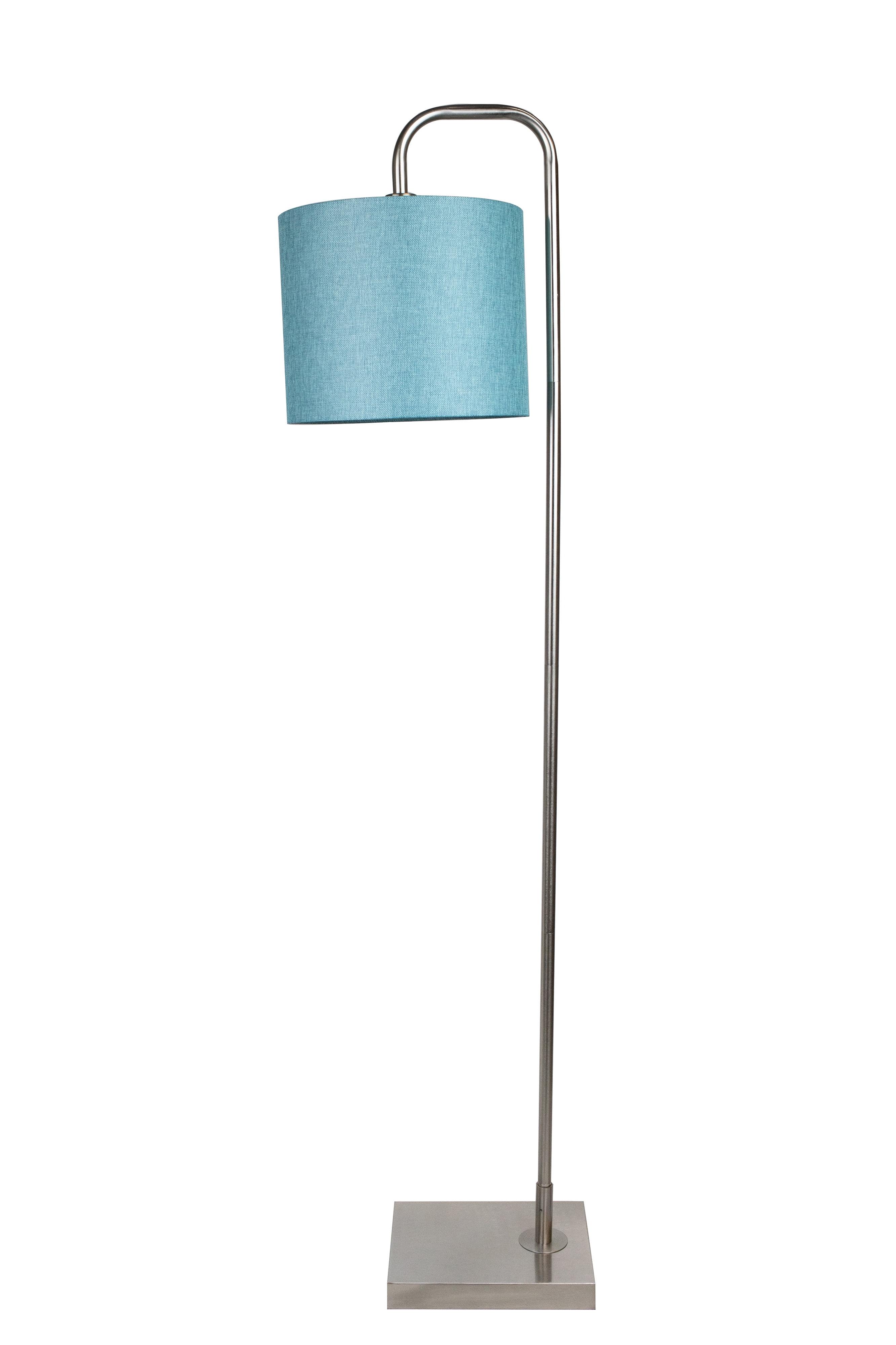 62" Turquoise and Brushed Nickel Arc Floor Lamp