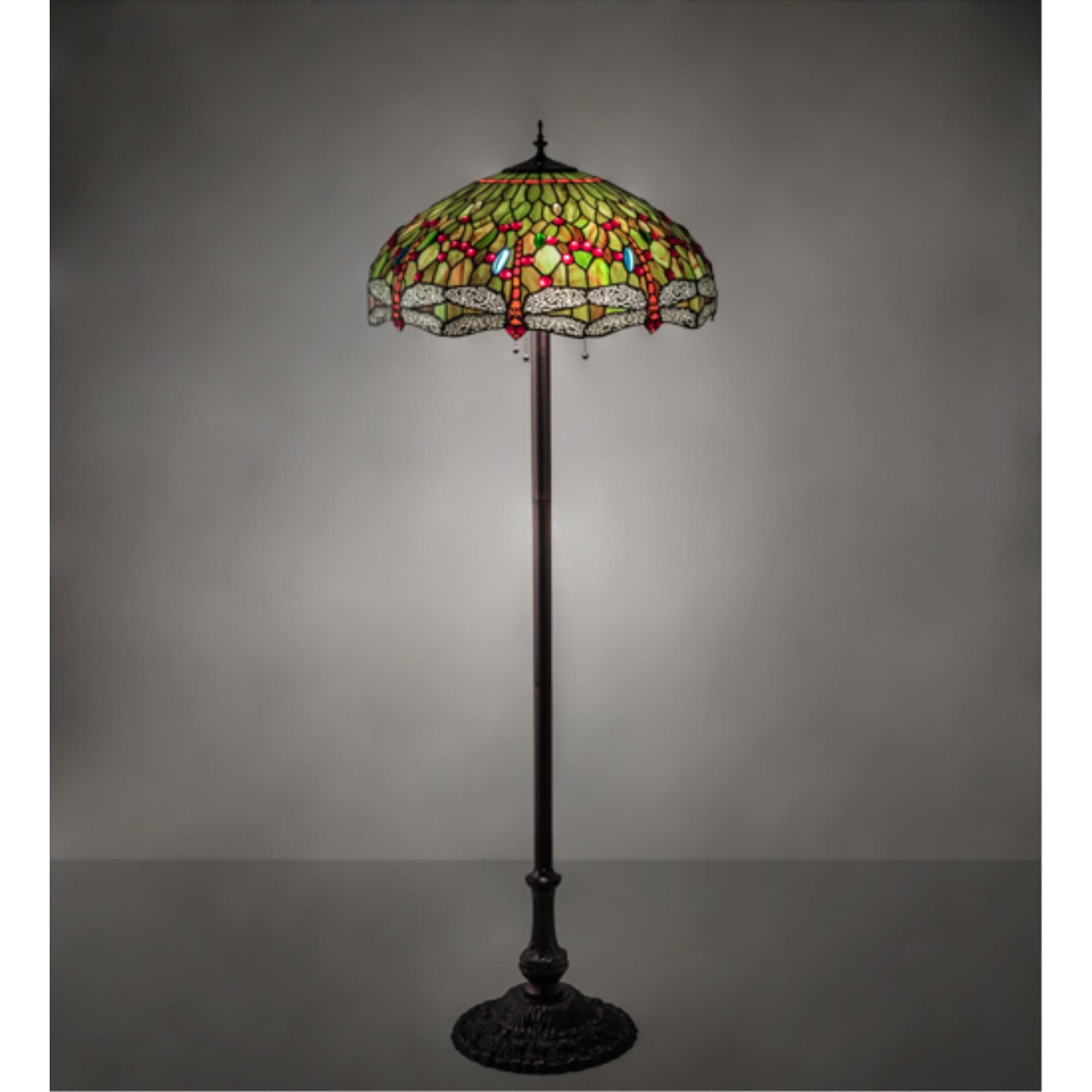 Meyda Lighting 62" High Tiffany Hanginghead Dragonfly Floor Lamp