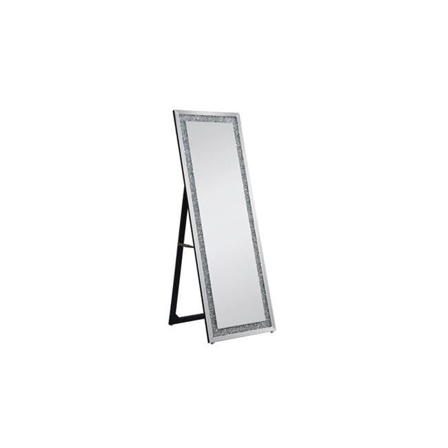 HomeRoots  63 in. Mirrored & Faux Diamonds Cheval Standing Mirror