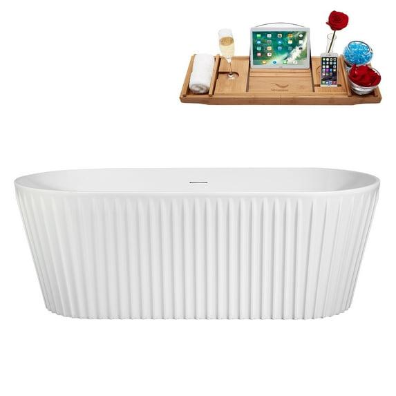 Streamline Bath 63" Streamline Soaking Freestanding Tub and Tray With Internal Drain B-200-03-PBR
