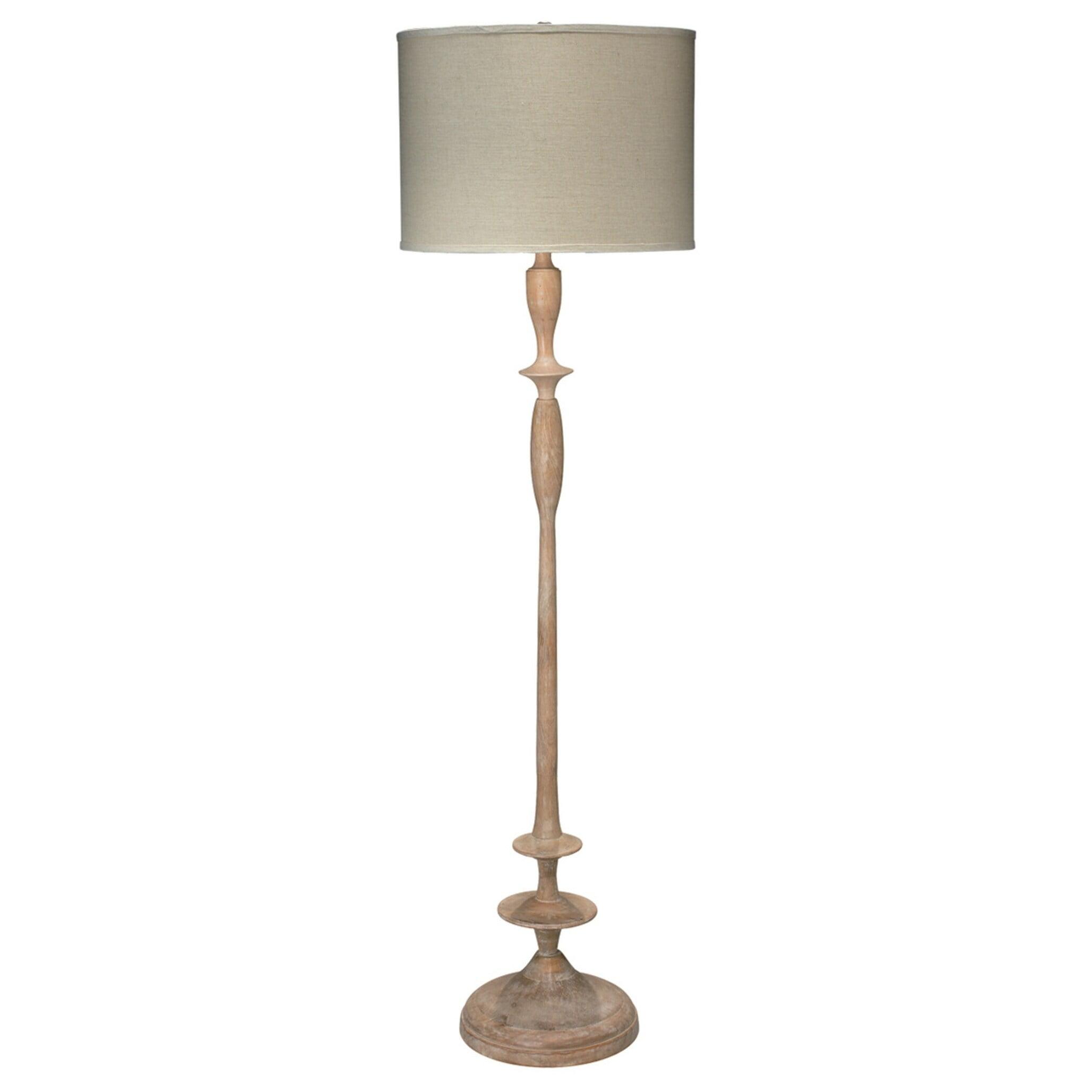 Bleached Mango Wood Floor Lamp with Linen Shade