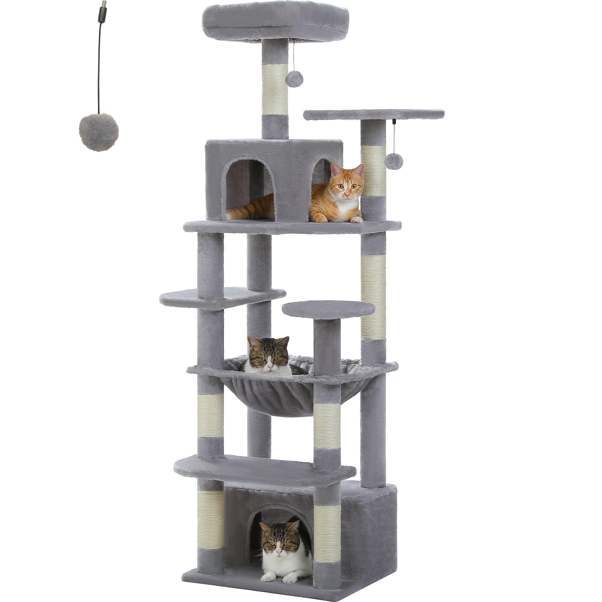 69" Tall Cat Tree Large Cat Tower With Super Big Hammock, Scratching Posts, Condo House And Large Top Perch