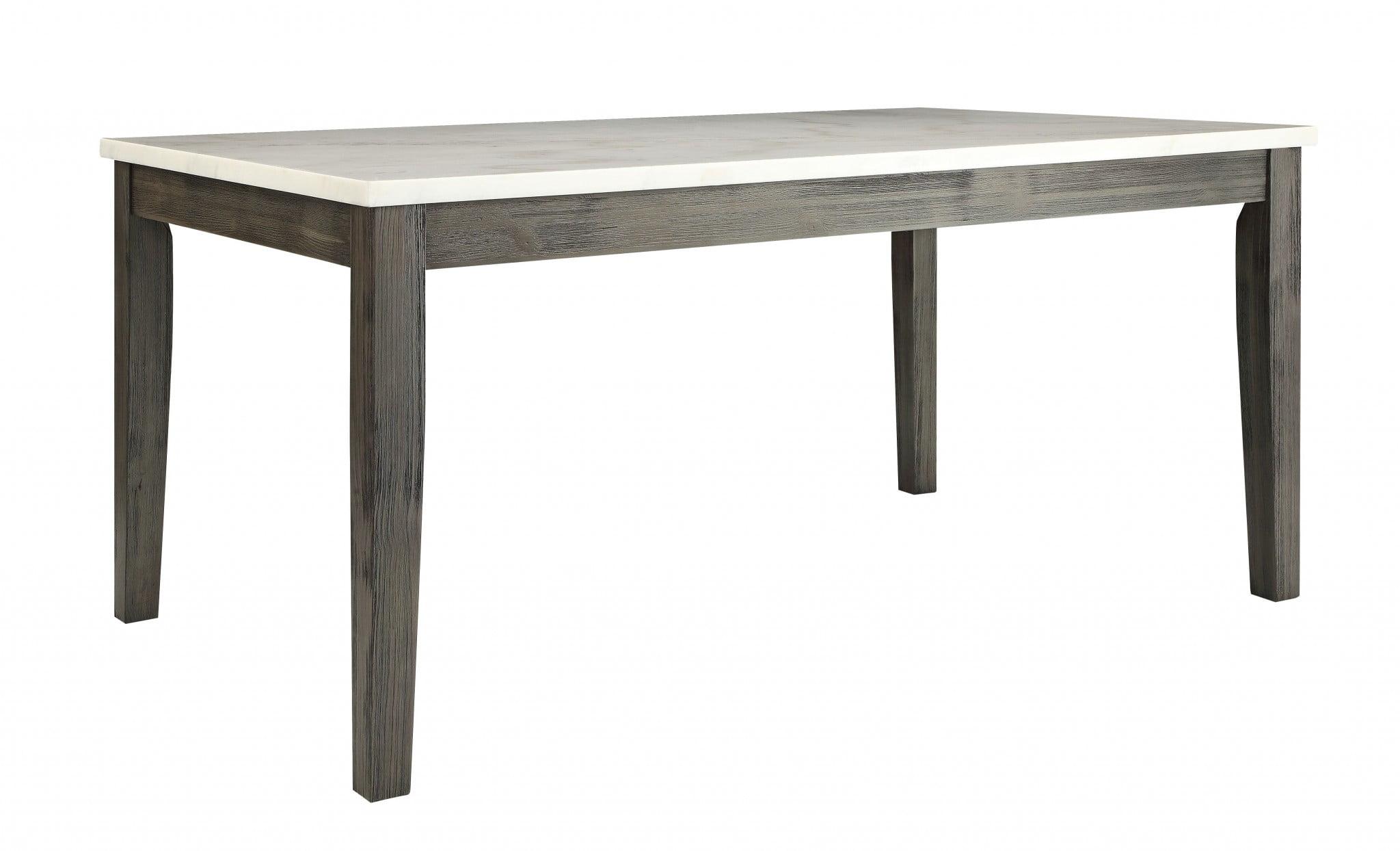 Elegant 64" White Marble Top & Gray Oak Base Dining Table