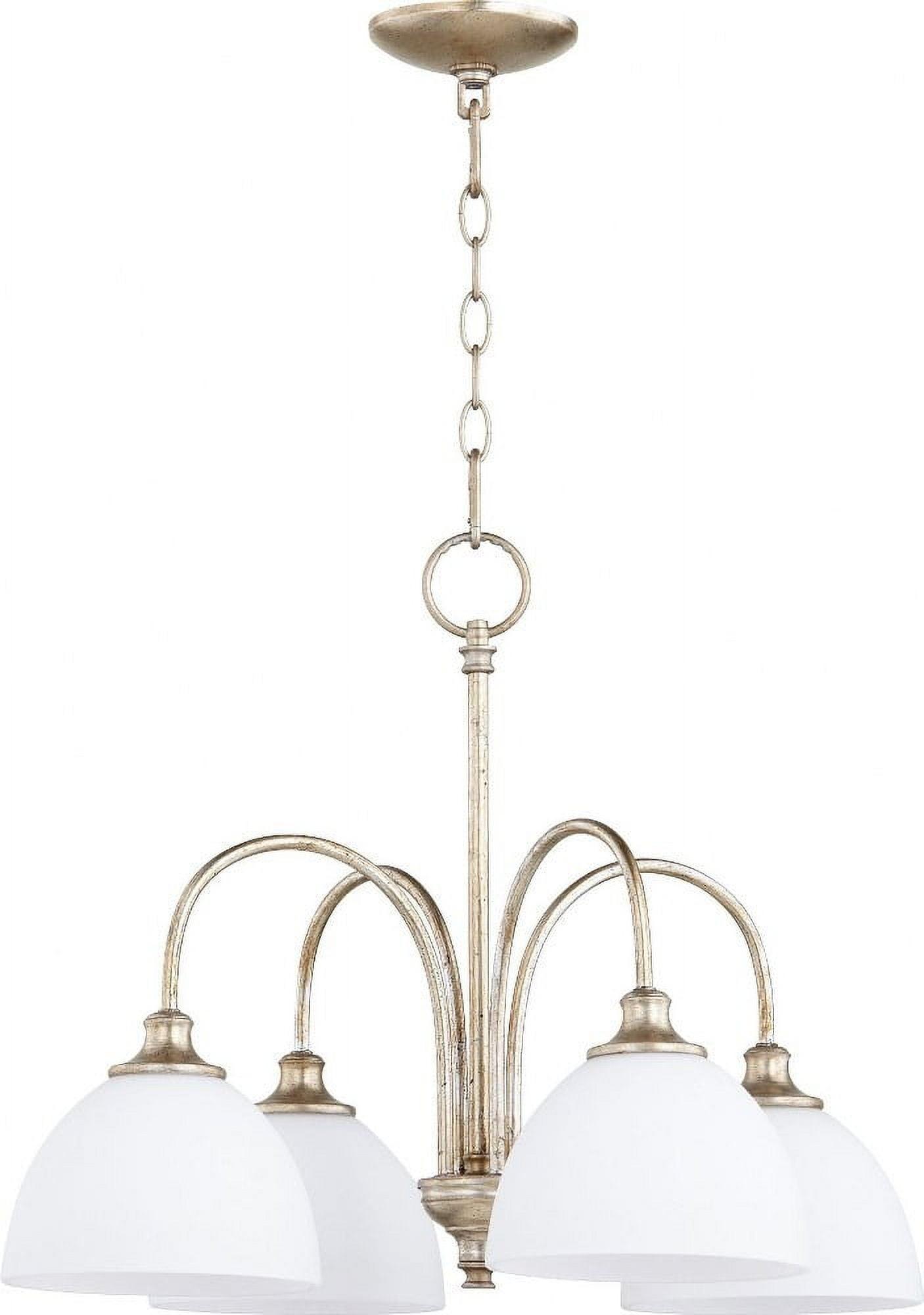 Celeste Aged Silver Leaf 4-Light Chandelier with Satin Opal Glass Shades