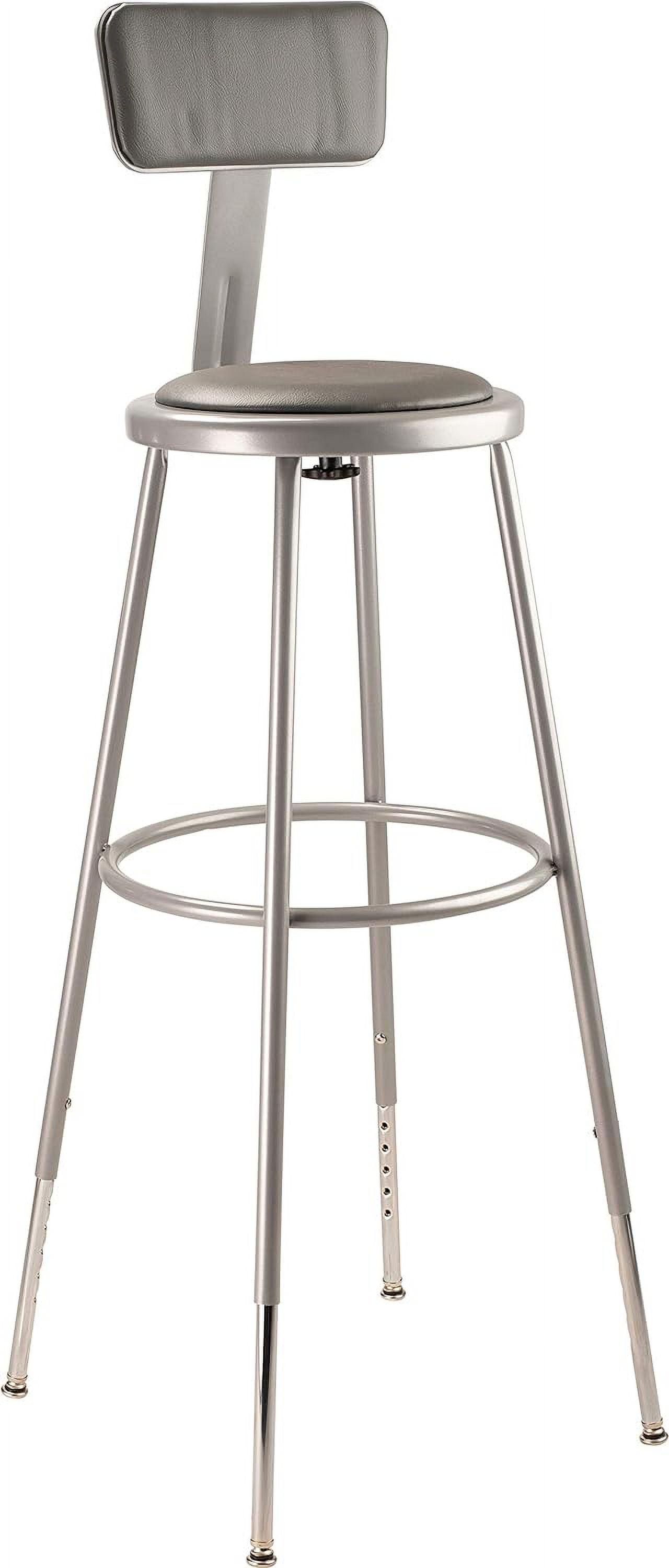 Gray Adjustable Height Metal Stool with Padded Seat