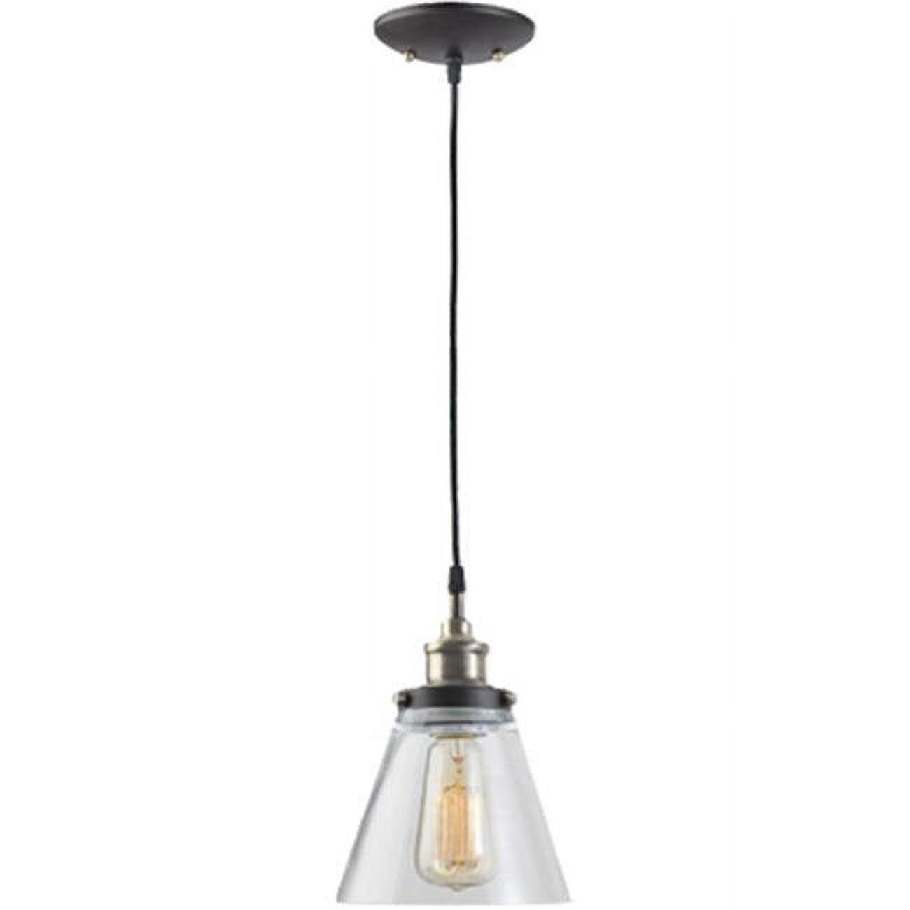 Mini Vintage 1-Light Pendant in Antique Brass and Clear Glass