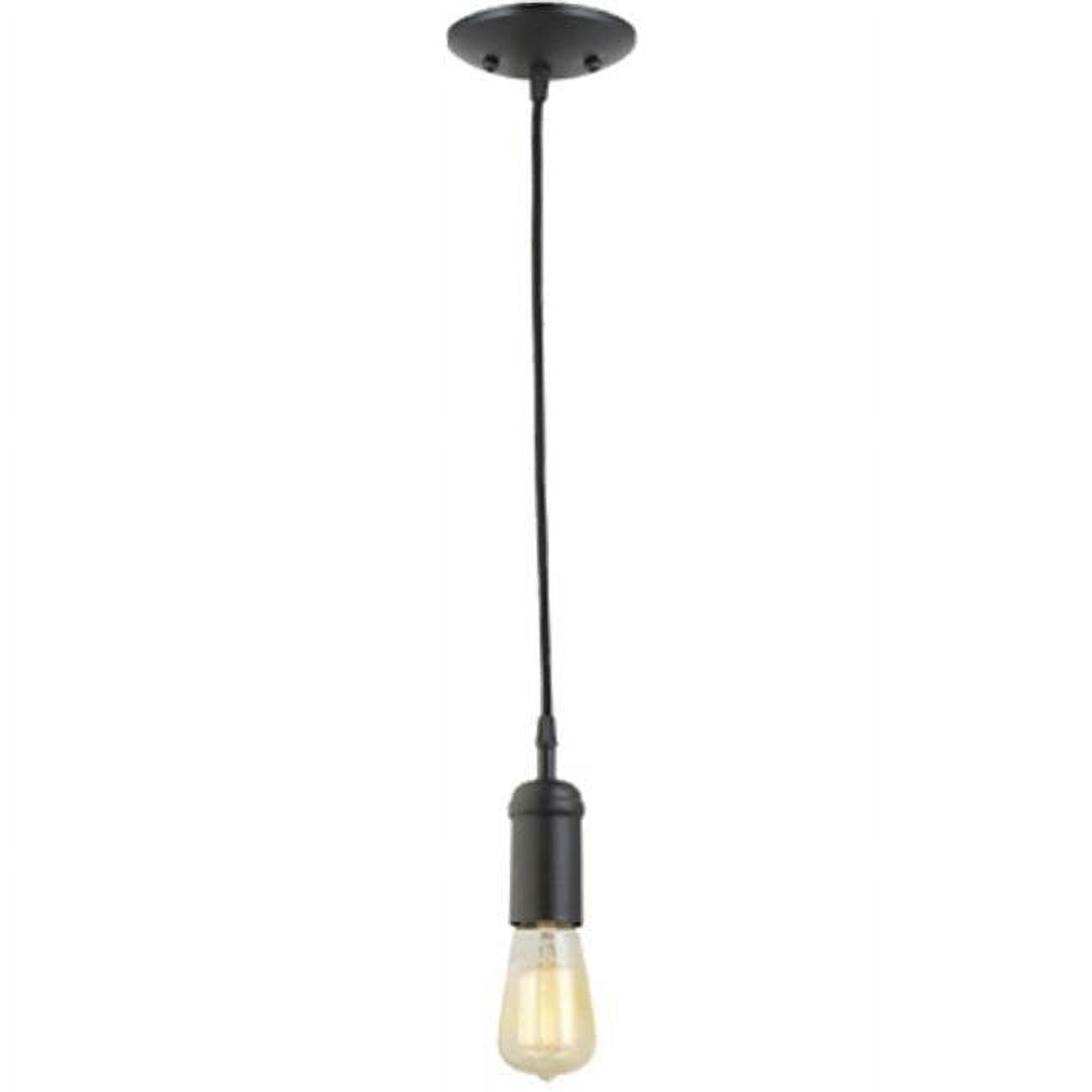 Vintage Edison Matte Black Mini Pendant with Woven Fabric Cord