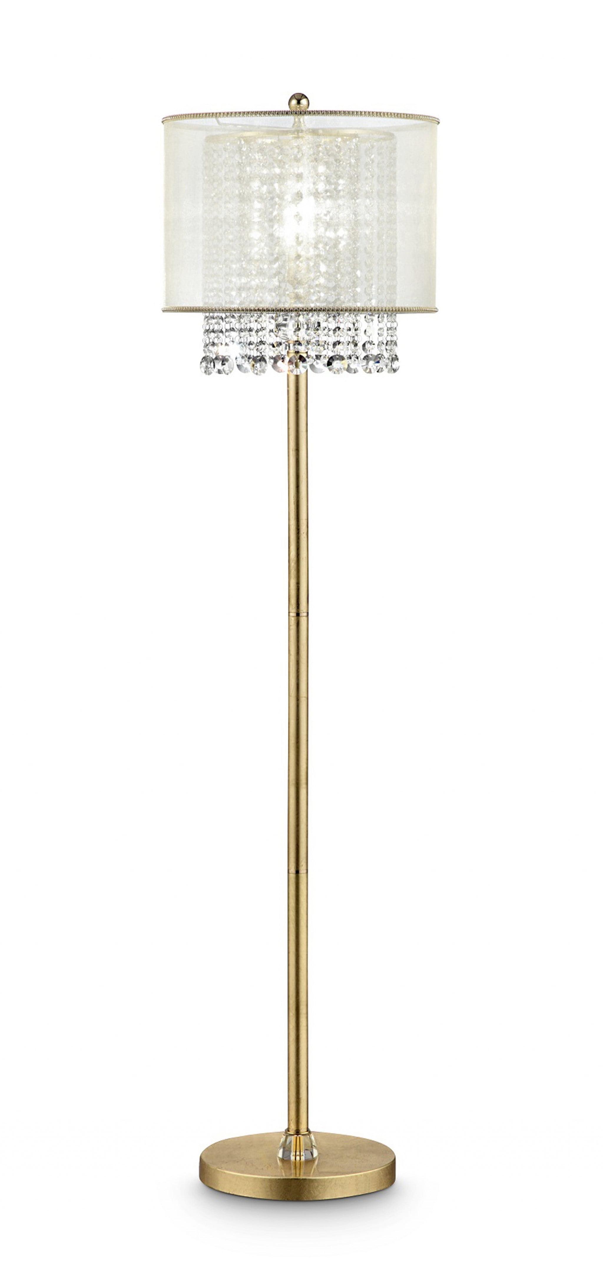 Elegant Arc 65" Gold Floor Lamp with White Drum Shade