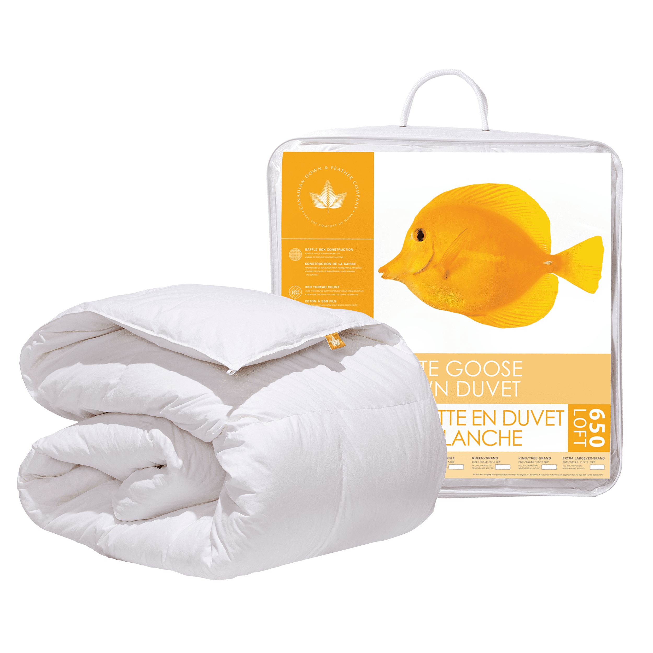 Canadian Down & Feather Company - 650 Loft White Goose Down Comforter Duvet Insert,  Winter Weight - Twin Size