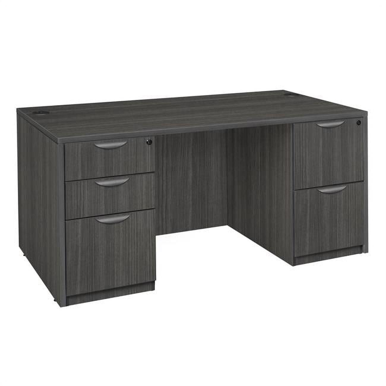 Legacy 66" Ash Grey Wood Office Desk with Filing Cabinet