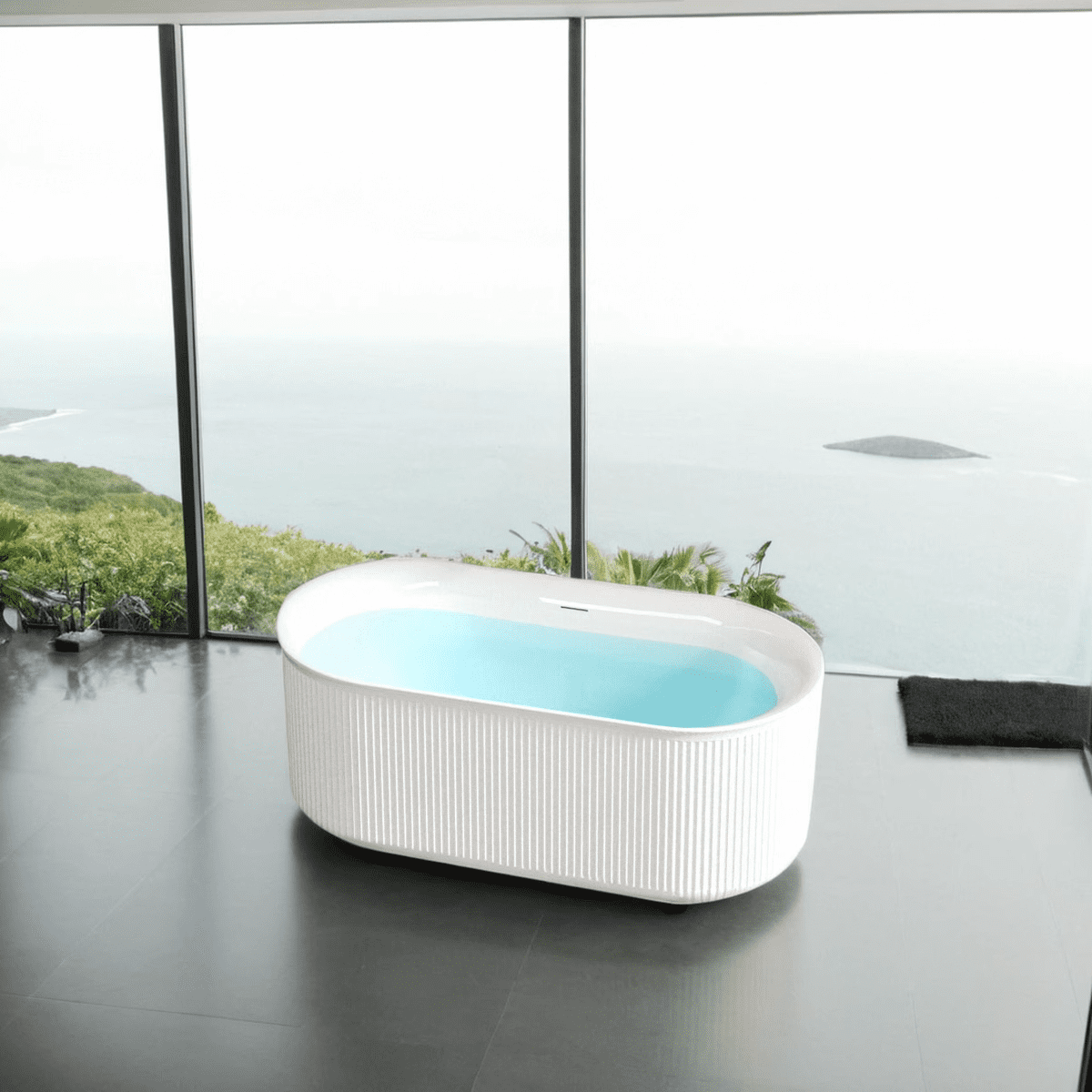 67'' Gloss White Acrylic Freestanding Soaking Bathtub