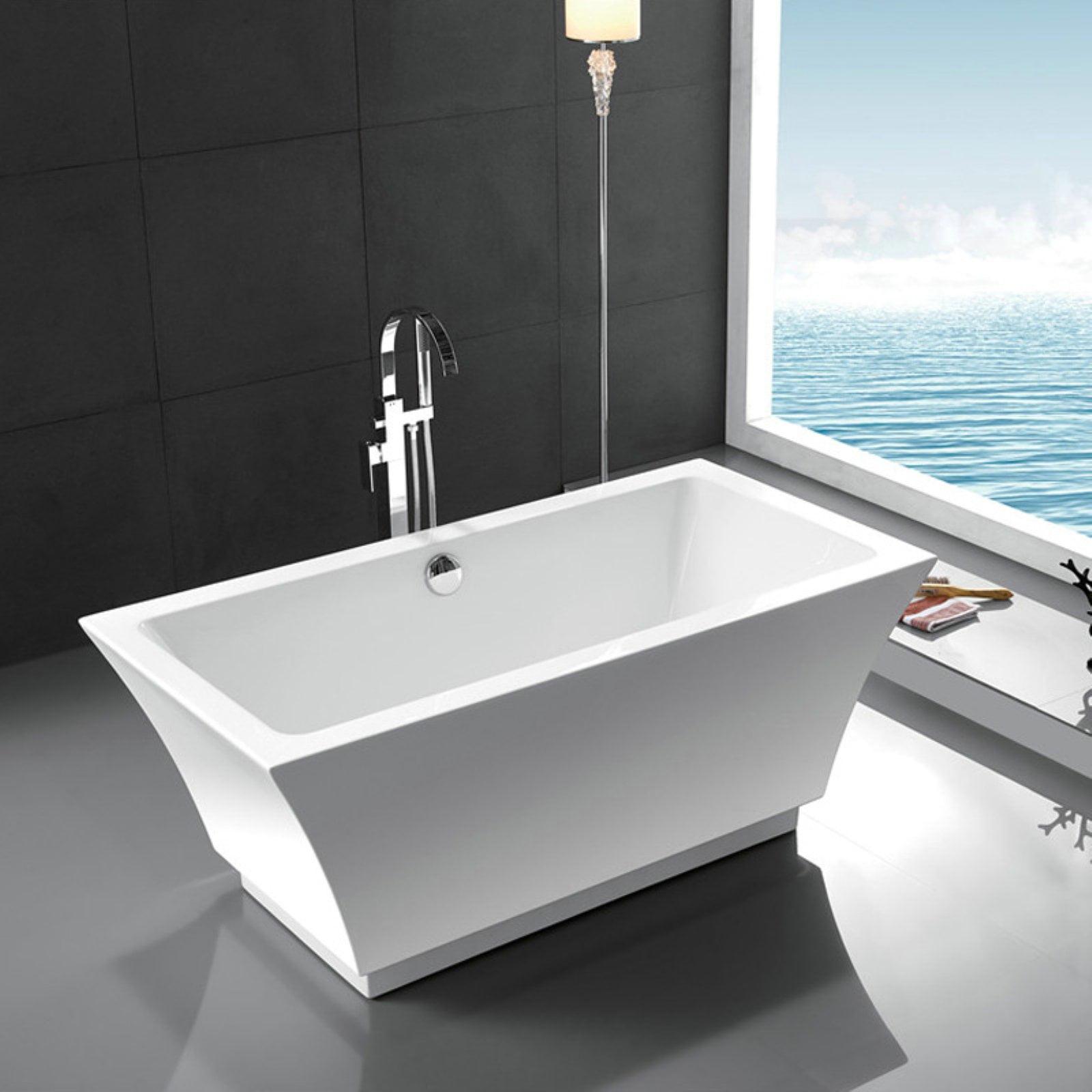 67'' White Acrylic Freestanding Soaking Bathtub