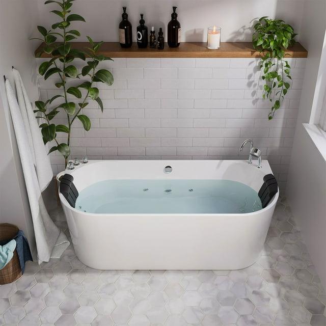 67'' x 33.5'' Freestanding Whirlpool Plastic / Acrylic Bathtub with Faucet