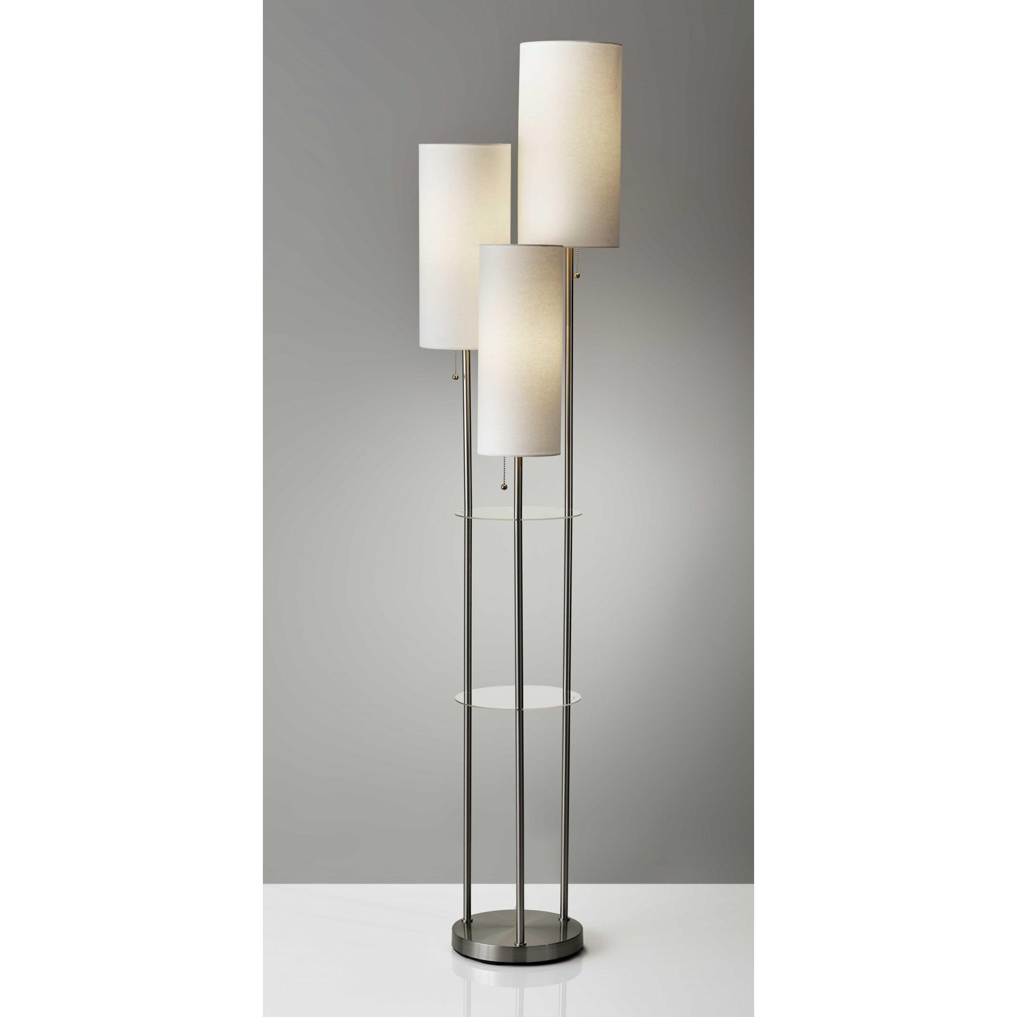 Arcadian 68" Brushed Steel Floor Lamp with White Linen Shade