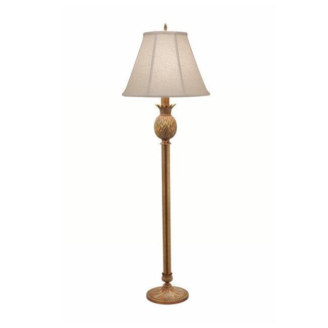 Elegant 68" Polished Honey Brass Floor Lamp with Cream Shade