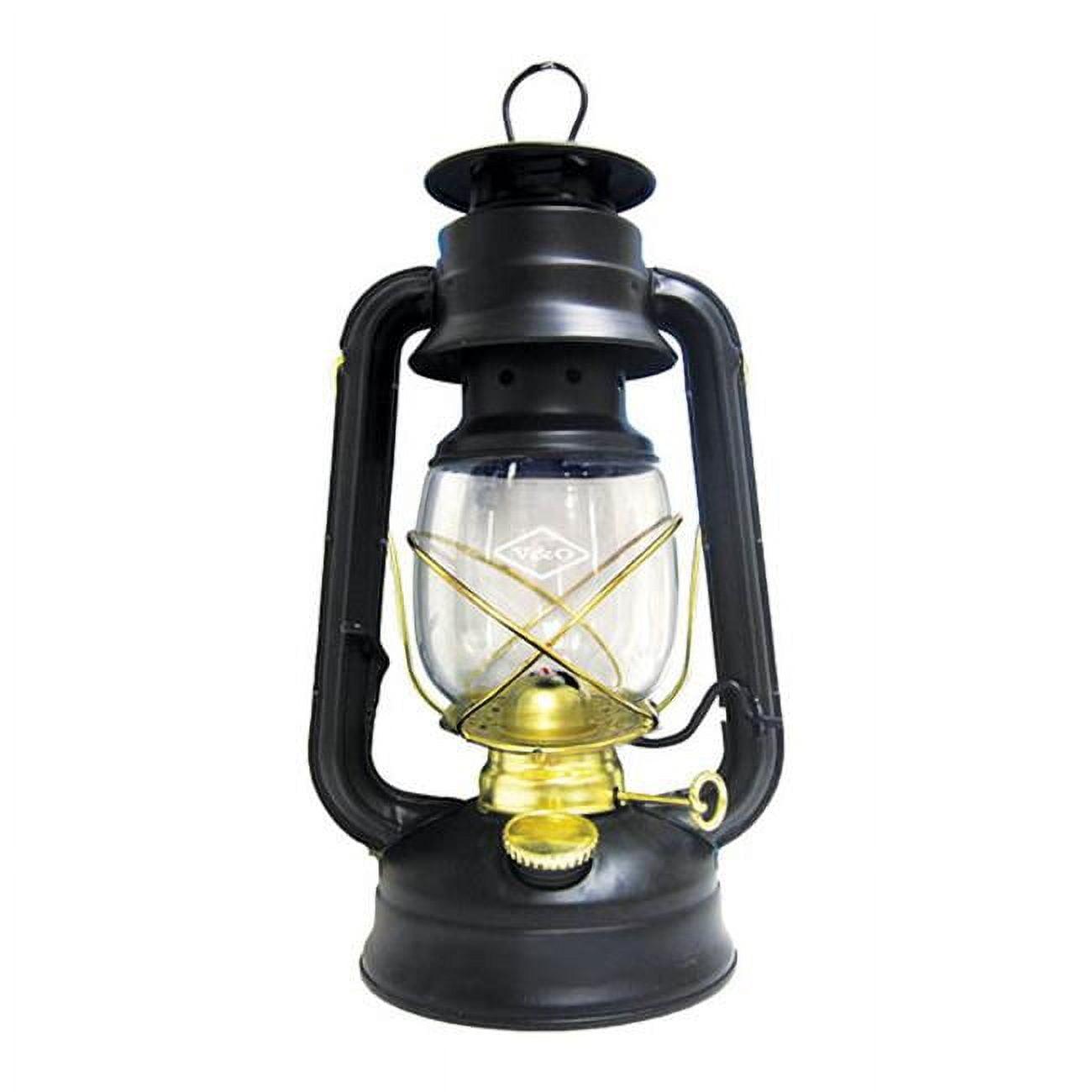 Black and Brass 10" Hurricane Oil Lantern with Clear Globe