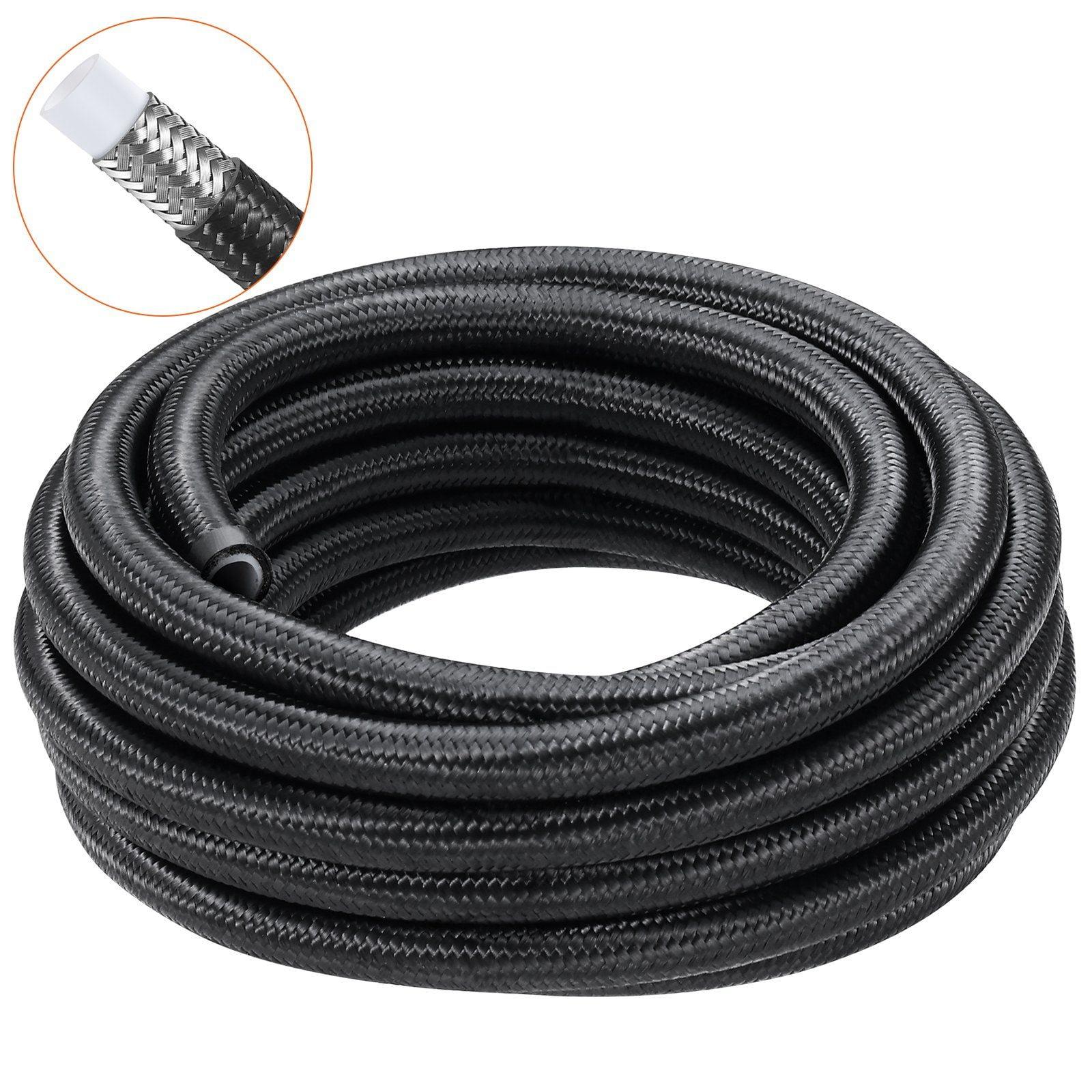 6AN Fuel Line Kit, 25 FT Fuel Hose Kit, 5/16" Nylon Stainless Steel Braided PTFE Fuel Line Kit, E85/Oil/Gas/Diesel Hose End Fitting Kit, with 15 PCS Swivel Fitting Adapter