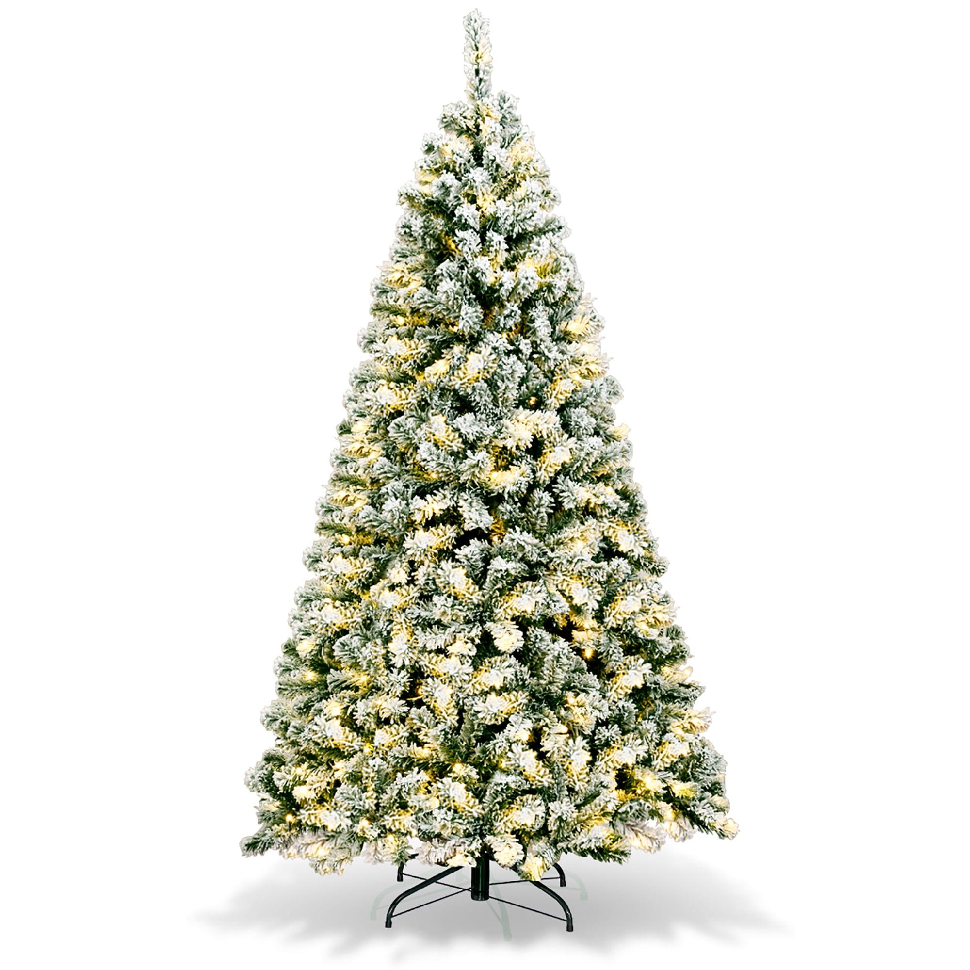 6-Foot Green and White Pre-Lit Snow Flocked Christmas Tree with 250 Lights