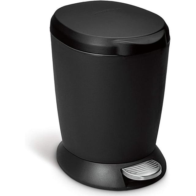 simplehuman 6 Liter / 1.6 Gallon Small Compact Round Bathroom Step Trash Can, Plastic