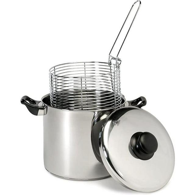 Excelsteel 6 Quart Silver Stainless Steel Deep Fryer Set